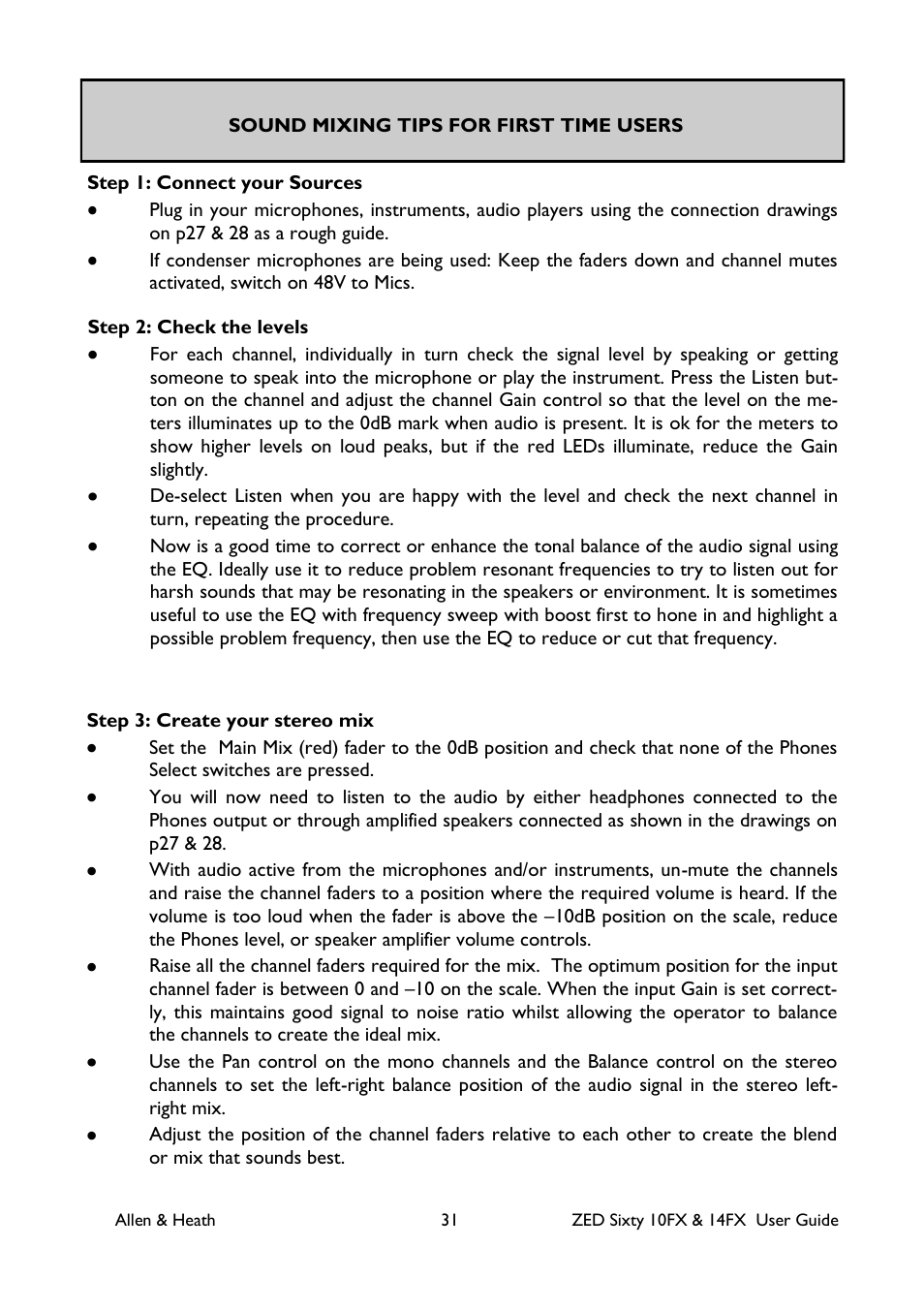 Allen&Heath ZED60-14FX User Manual | Page 31 / 36