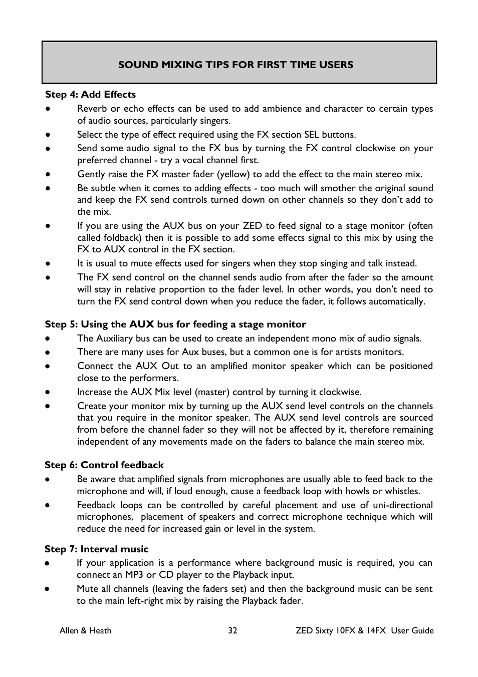 Allen&Heath ZED60-14FX User Manual | Page 32 / 36