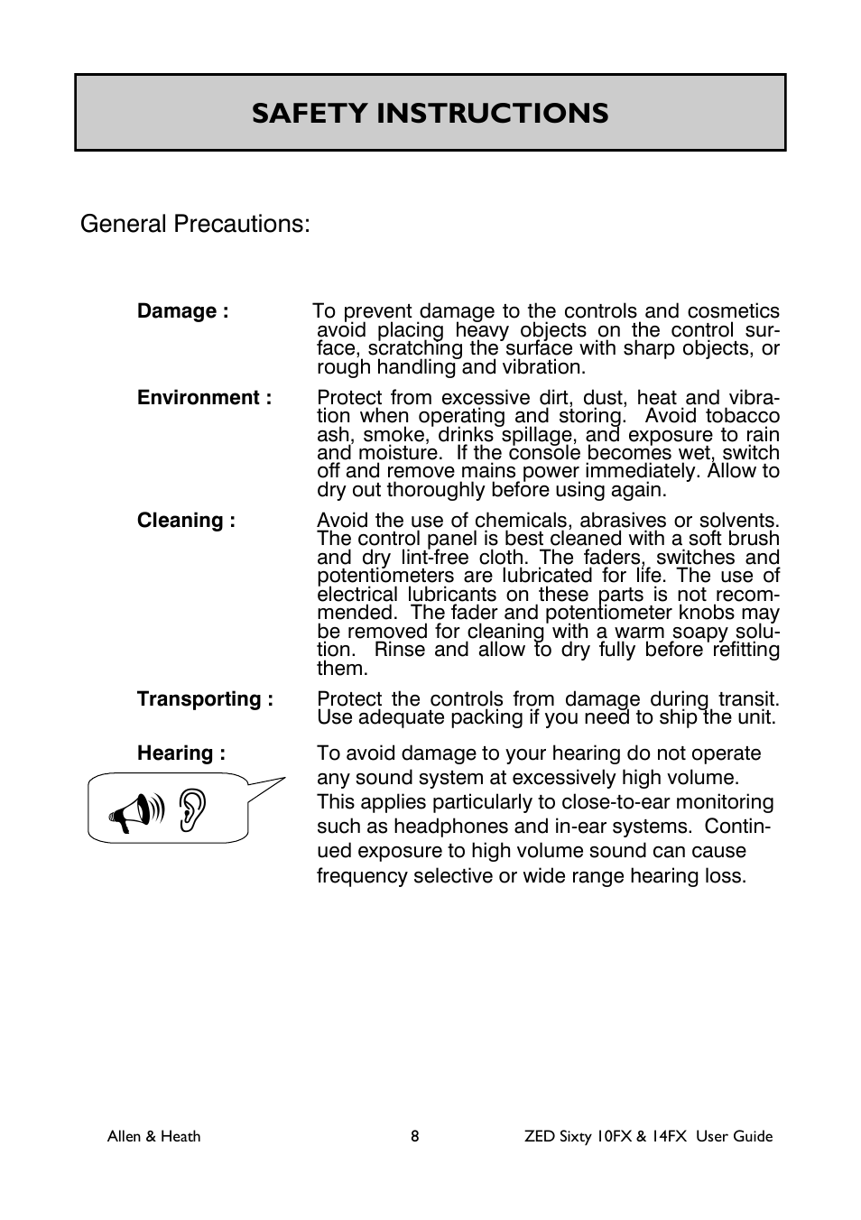 Safety instructions | Allen&Heath ZED60-14FX User Manual | Page 8 / 36