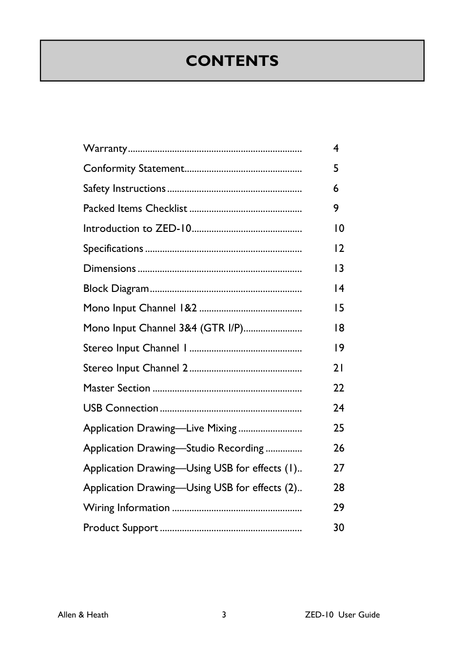 Allen&Heath ZED-10 User Manual | Page 3 / 32