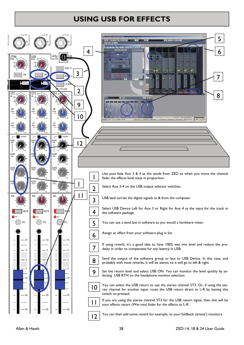 Using usb for effects | Allen&Heath ZED-18 User Manual | Page 28 / 32