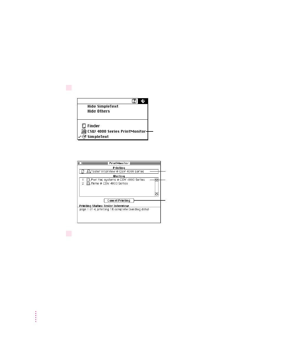 Monitoring and controlling background printing | Apple Color StyleWriter 4500 User Manual | Page 32 / 137