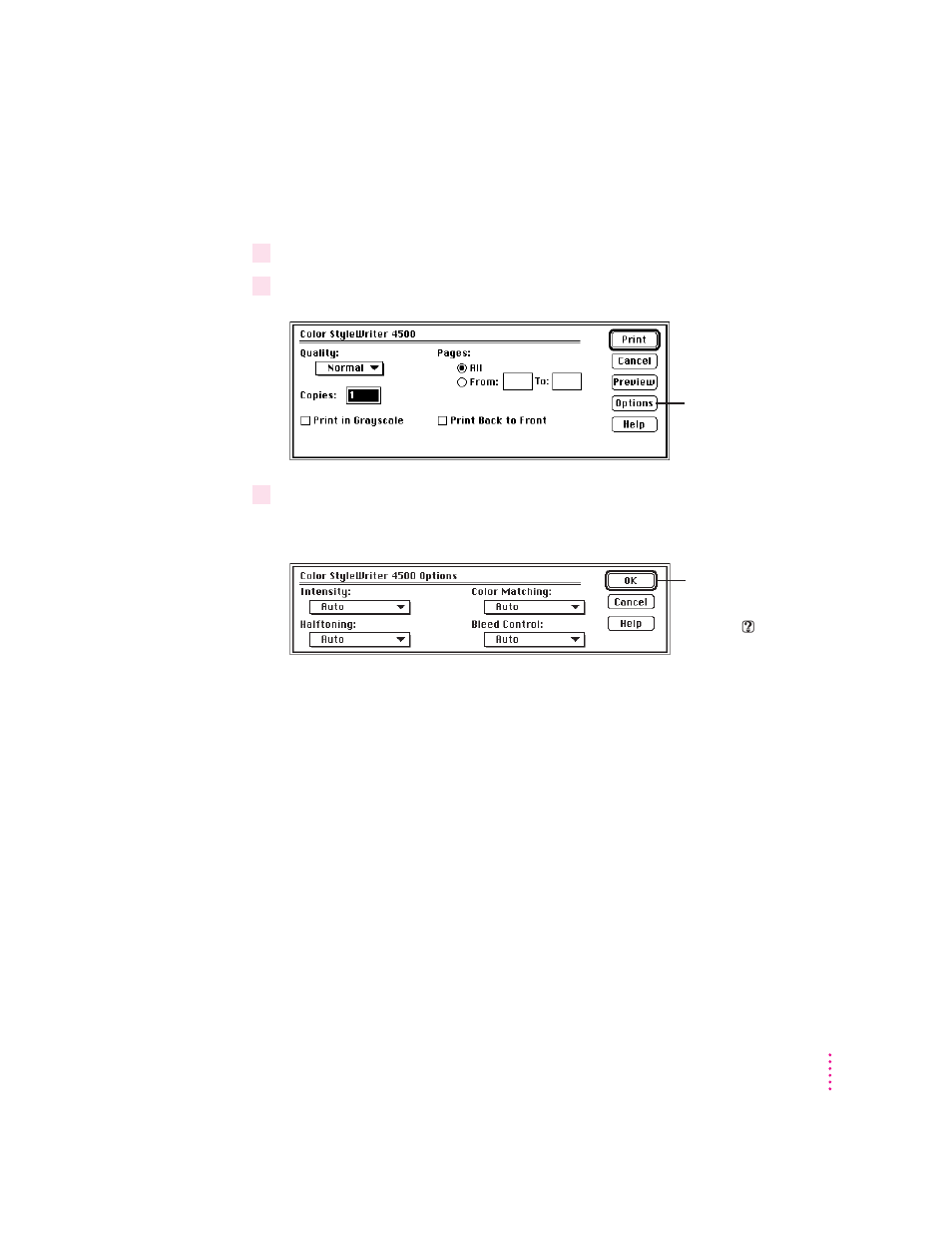 Adjusting color options | Apple Color StyleWriter 4500 User Manual | Page 33 / 137