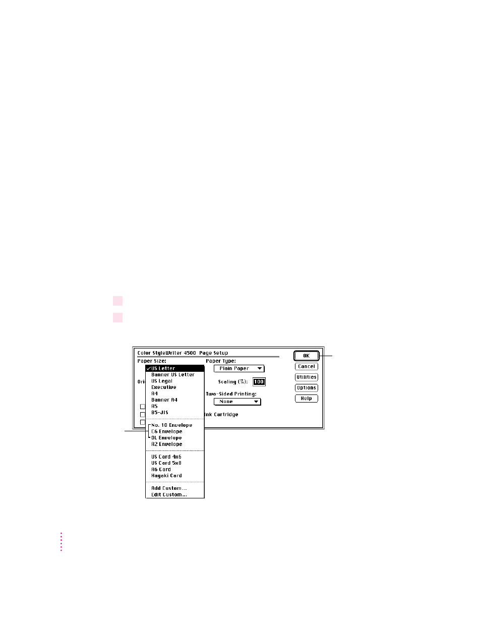 Printing envelopes, Single business-size envelopes | Apple Color StyleWriter 4500 User Manual | Page 42 / 137