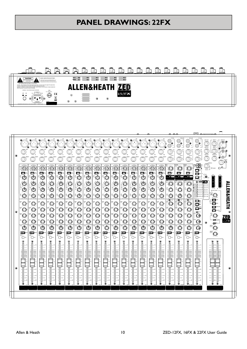 Allen&heath, Panel drawings: 22fx, Allen h ea th | Allen&Heath ZED-16FX User Manual | Page 10 / 36