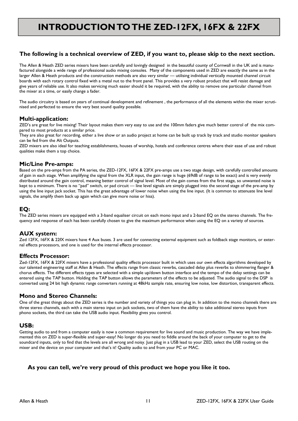 Allen&Heath ZED-16FX User Manual | Page 11 / 36