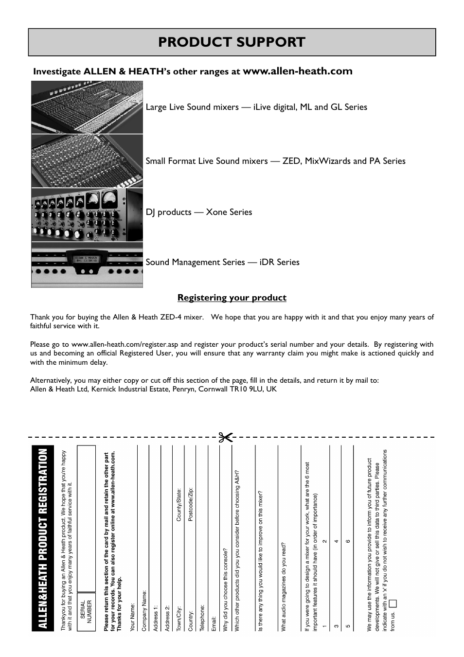 Product support | Allen&Heath ZED-436 User Manual | Page 34 / 36