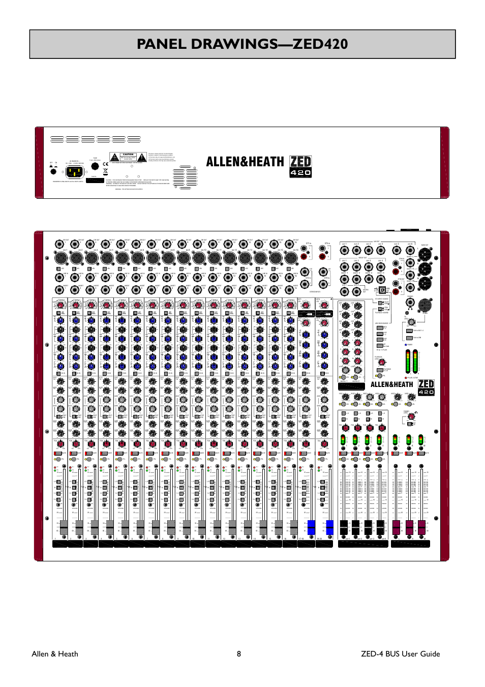 Panel drawings—zed420, Allen & heath 8 zed-4 bus user guide, Allen&heath | Allen&Heath ZED-436 User Manual | Page 8 / 36