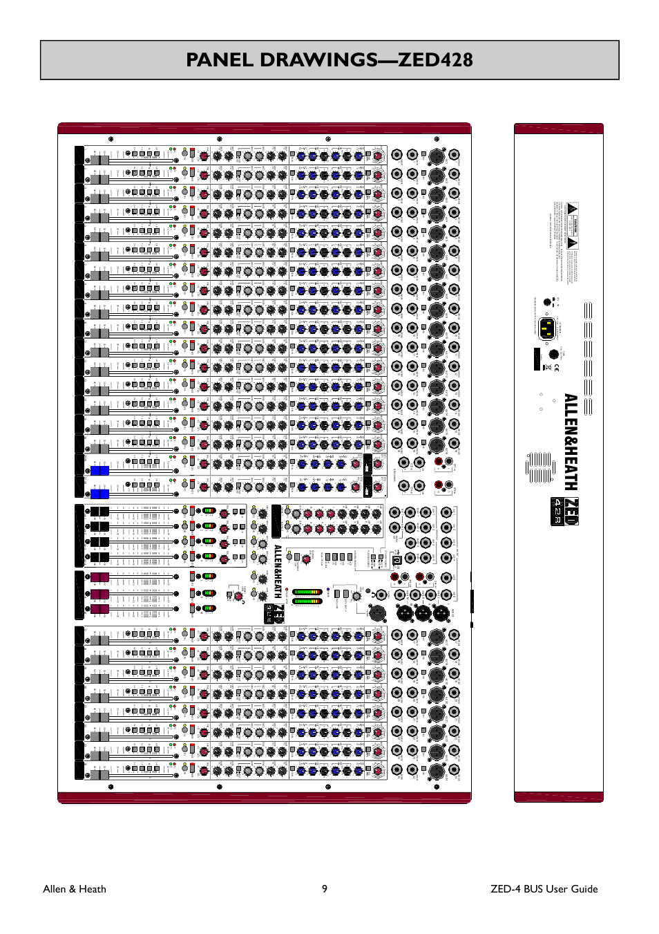 Panel drawings—zed428, Allen & heath 9 zed-4 bus user guide | Allen&Heath ZED-436 User Manual | Page 9 / 36