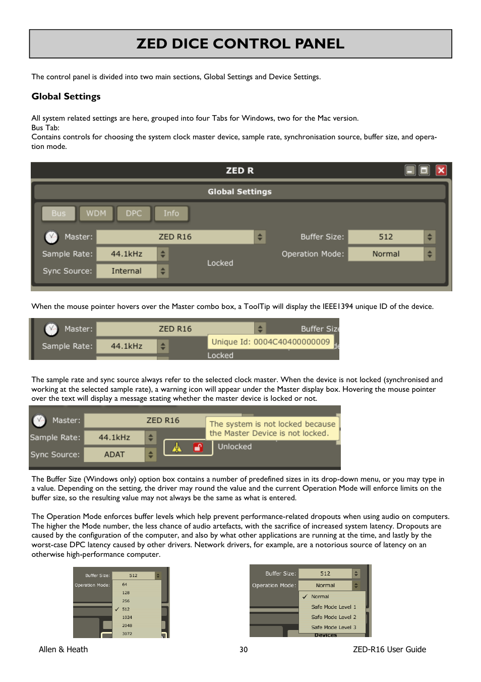 Zed dice control panel | Allen&Heath ZED-R16 User Manual | Page 30 / 52