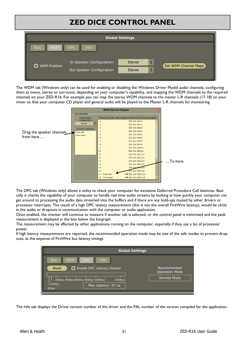 Zed dice control panel | Allen&Heath ZED-R16 User Manual | Page 31 / 52