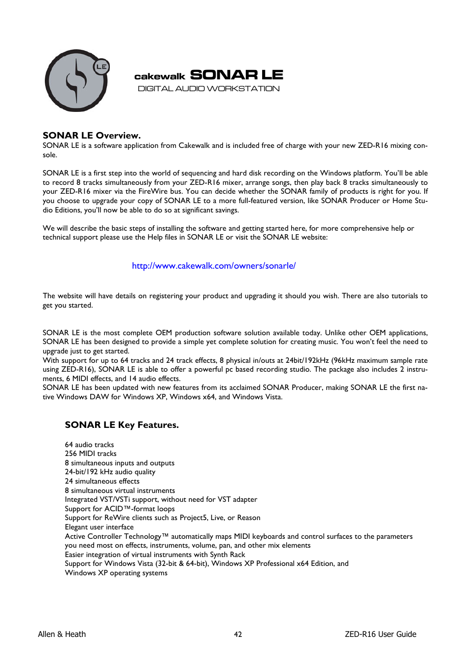 Sonar le | Allen&Heath ZED-R16 User Manual | Page 42 / 52