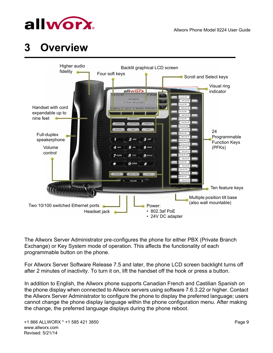 3 overview, Overview | Allworx 9224 Phones User Manual | Page 17 / 52