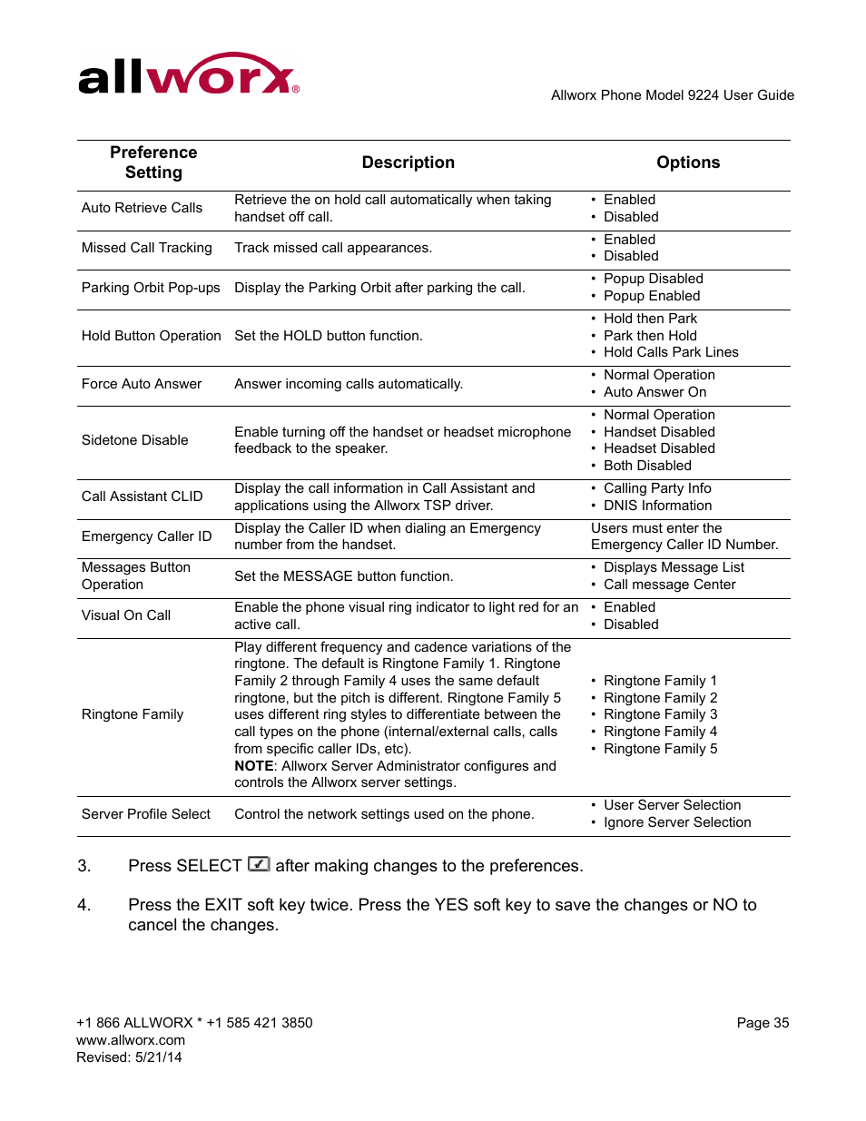 Allworx 9224 Phones User Manual | Page 43 / 52