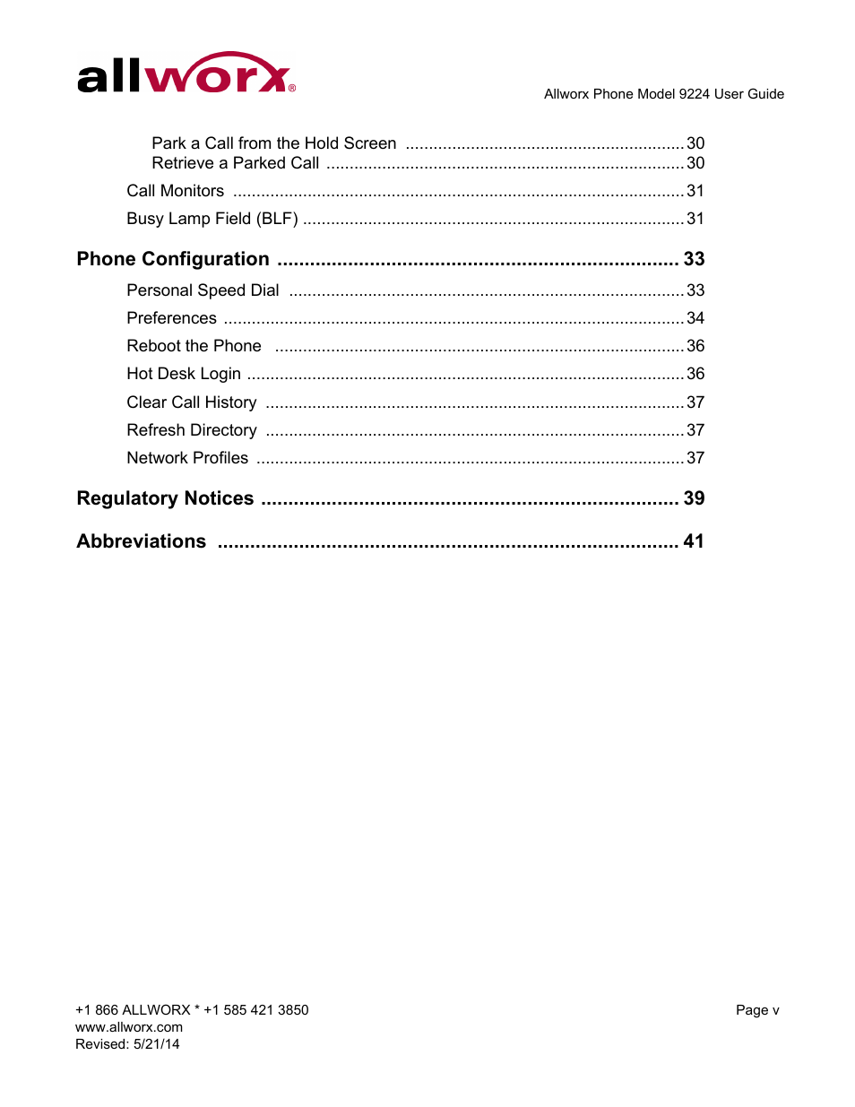 Allworx 9224 Phones User Manual | Page 7 / 52