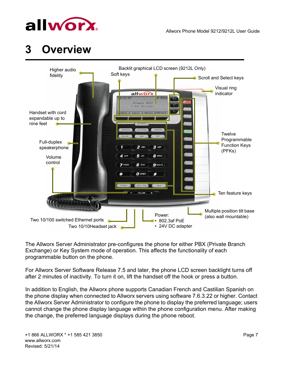 3 overview, Overview | Allworx 9212 Phones User Manual | Page 15 / 50