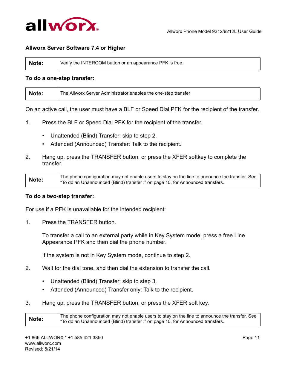 Allworx 9212 Phones User Manual | Page 19 / 50