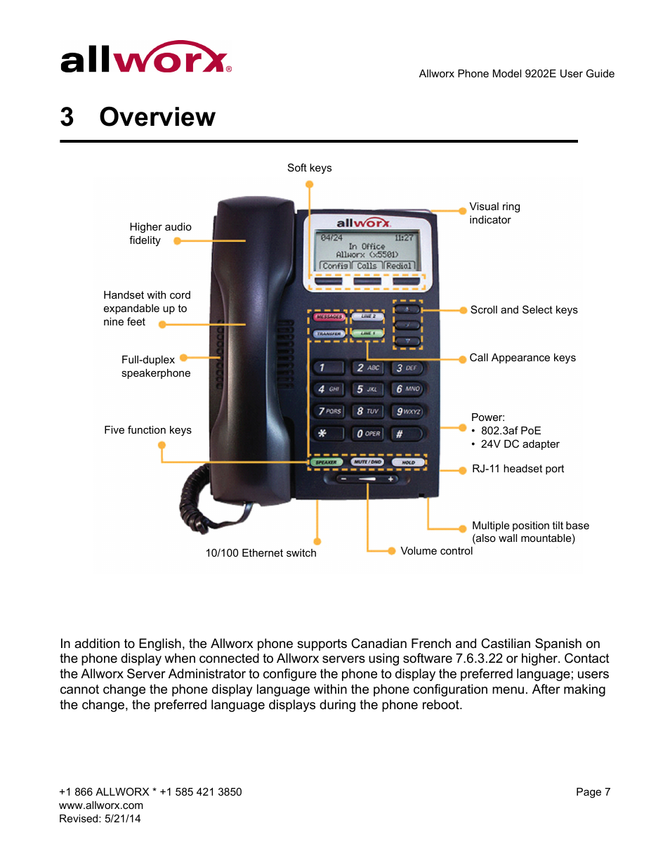 3 overview, Overview | Allworx 9202E Phones User Manual | Page 13 / 38