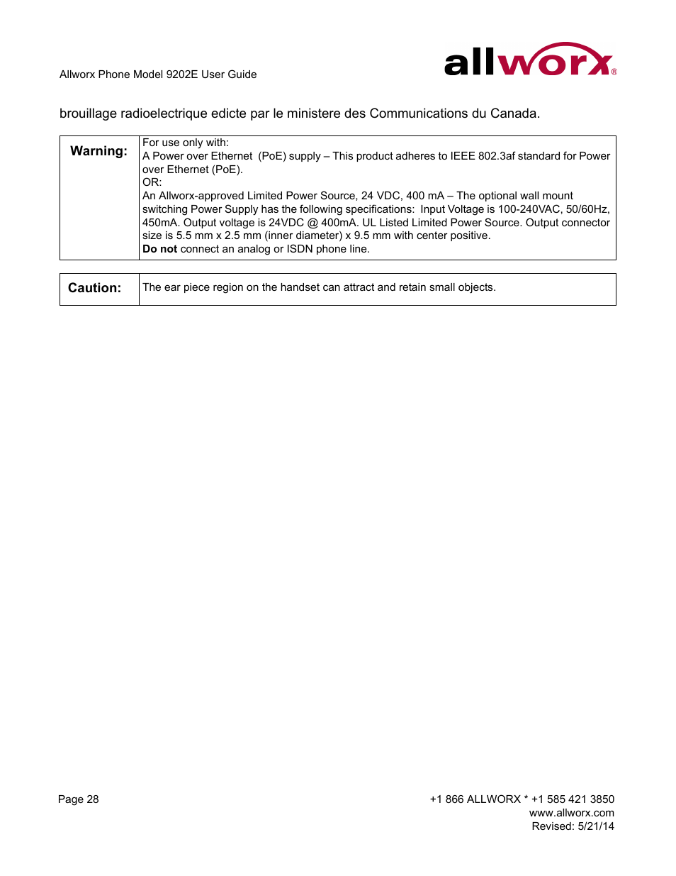 Allworx 9202E Phones User Manual | Page 34 / 38