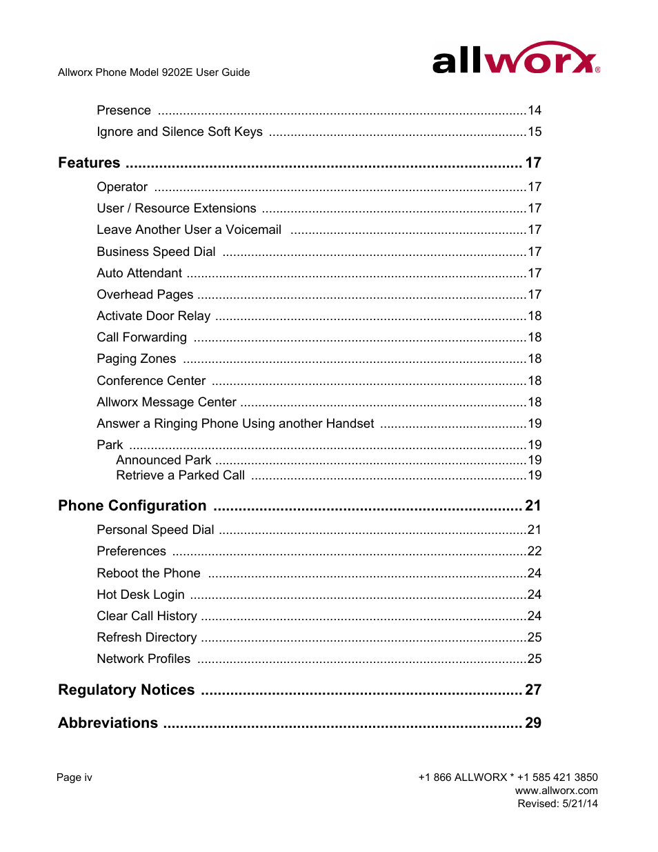 Allworx 9202E Phones User Manual | Page 6 / 38