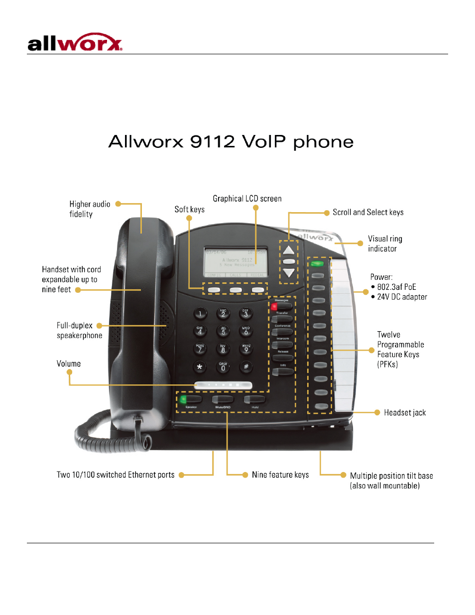 3 introduction to your allworx phone, Introduction to your allworx phone | Allworx 9102 Phones User Manual | Page 9 / 35