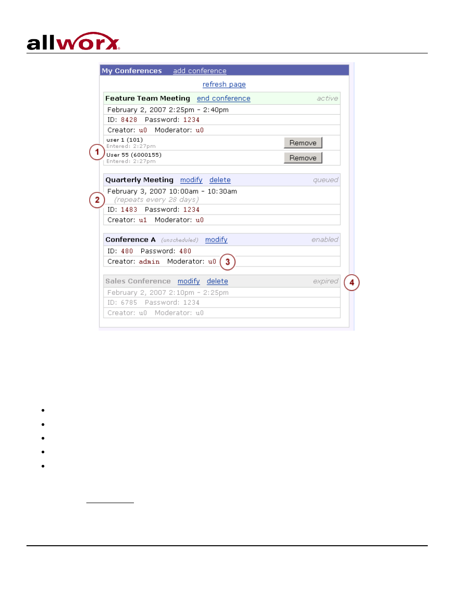 2 creator / moderator, User’s guide – release 7.5 | Allworx System 7_5 User Manual | Page 17 / 29