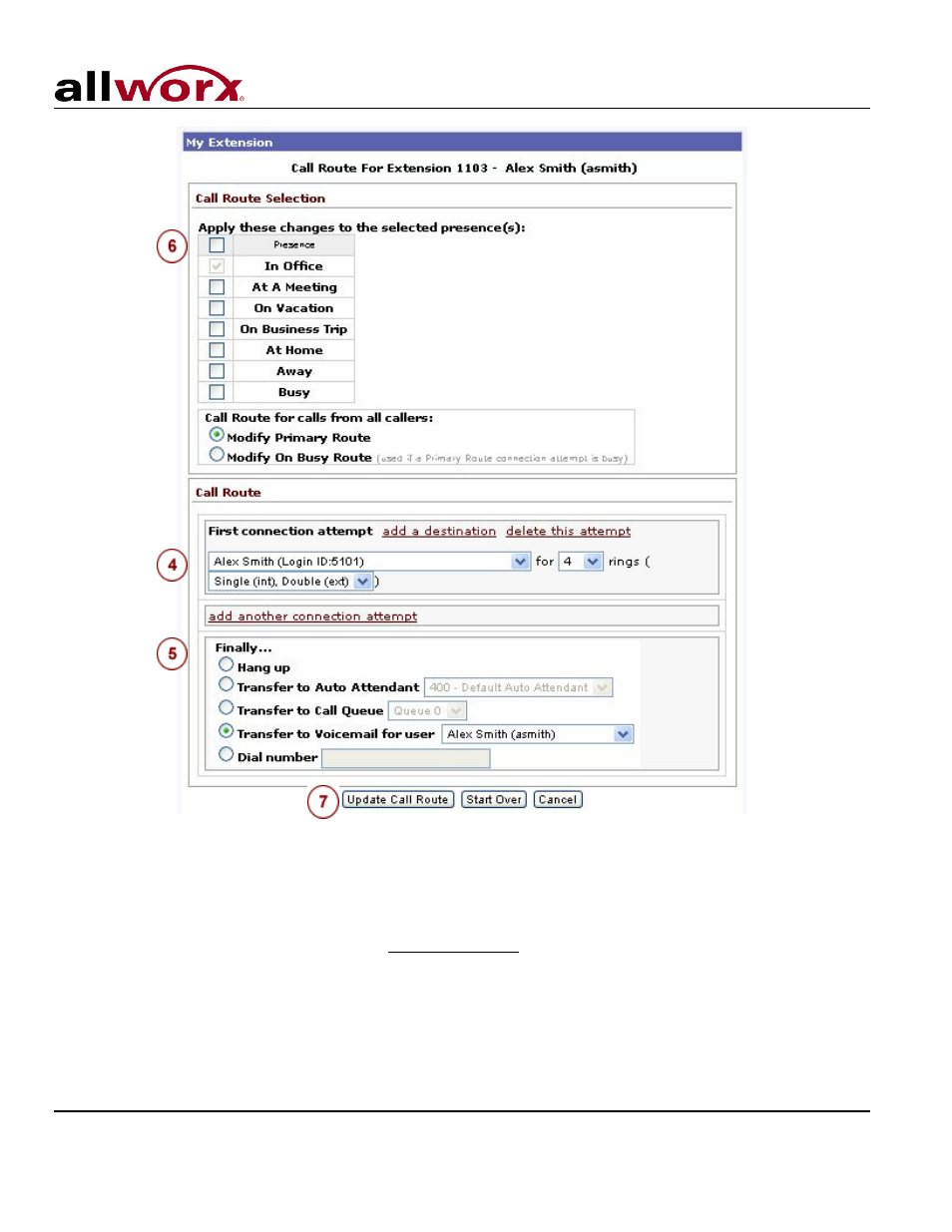 2 multiple destinations, Multiple destinations, User’s guide – release 7.5 | Allworx System 7_5 User Manual | Page 22 / 29