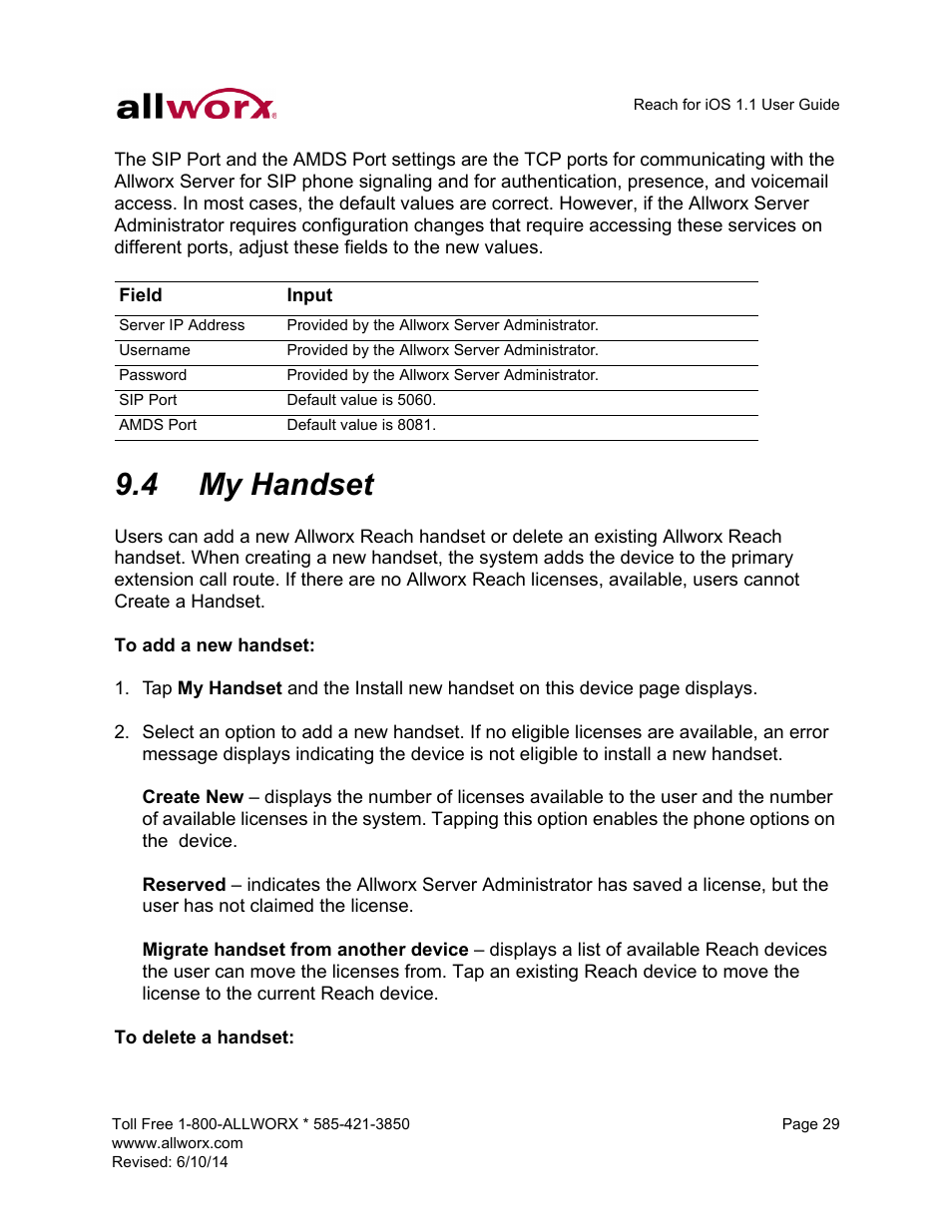 4 my handset, My handset | Allworx for iOS User Manual | Page 37 / 52