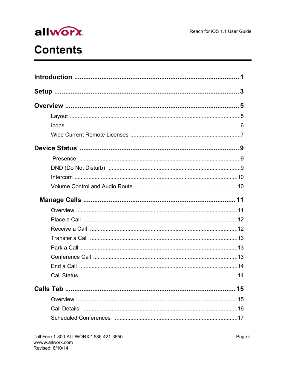 Allworx for iOS User Manual | Page 5 / 52