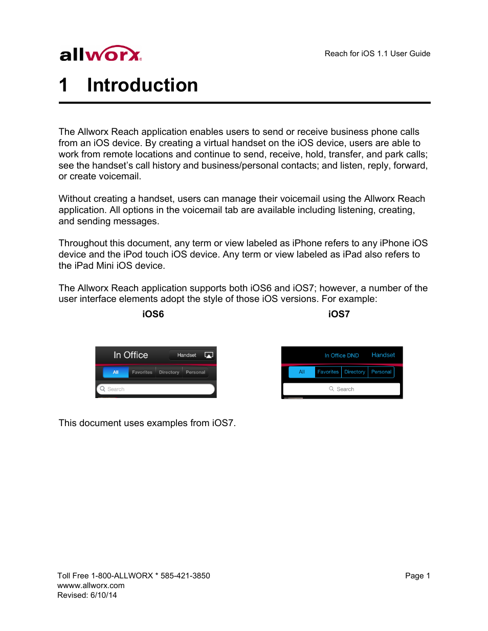 1 introduction, Introduction | Allworx for iOS User Manual | Page 9 / 52