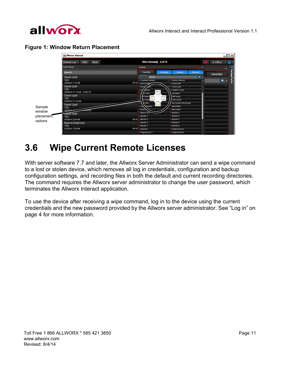 6 wipe current remote licenses, Wipe current remote licenses | Allworx Allworx User Manual | Page 19 / 46