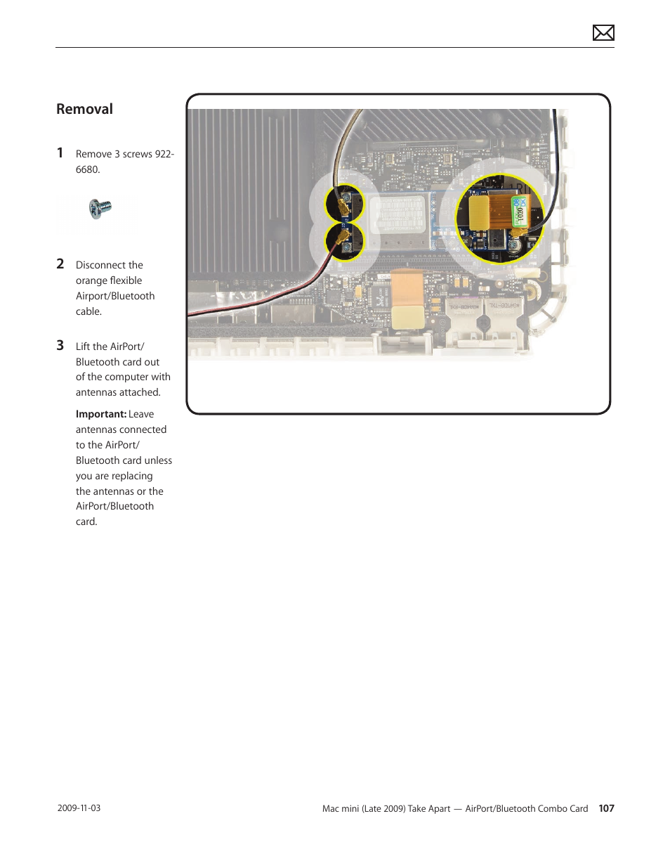 Removal | Apple Mac mini Late 2009 (Technician Guide) User Manual | Page 107 / 148