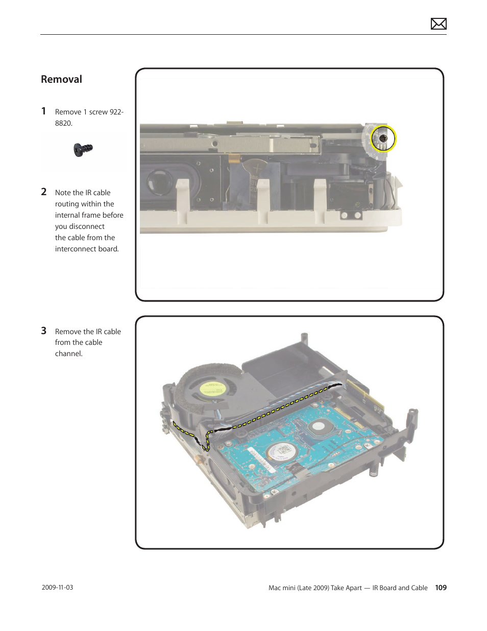 Removal | Apple Mac mini Late 2009 (Technician Guide) User Manual | Page 109 / 148