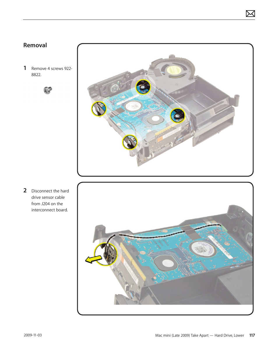 Removal | Apple Mac mini Late 2009 (Technician Guide) User Manual | Page 117 / 148