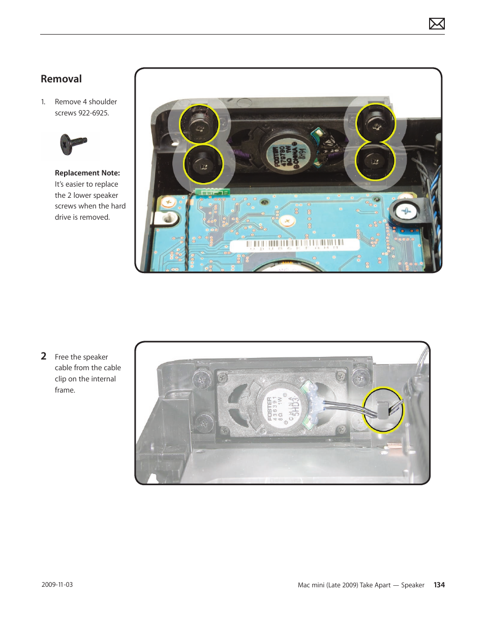 Removal | Apple Mac mini Late 2009 (Technician Guide) User Manual | Page 134 / 148