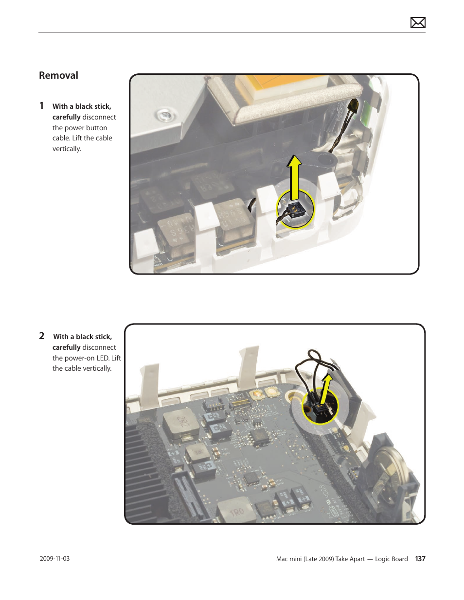 Removal, Removal 137 | Apple Mac mini Late 2009 (Technician Guide) User Manual | Page 137 / 148