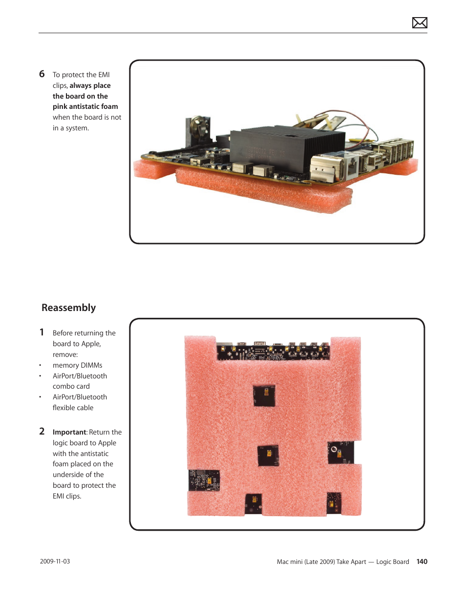Reassembly, Reassembly 140, Reassembly 1 | Apple Mac mini Late 2009 (Technician Guide) User Manual | Page 140 / 148