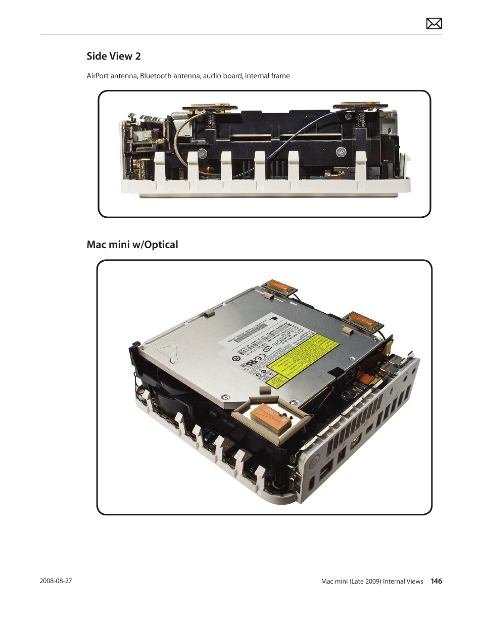 Side view 2, Mac mini w/optical, Side view 2 146 mac mini w/optical 146 | Apple Mac mini Late 2009 (Technician Guide) User Manual | Page 146 / 148