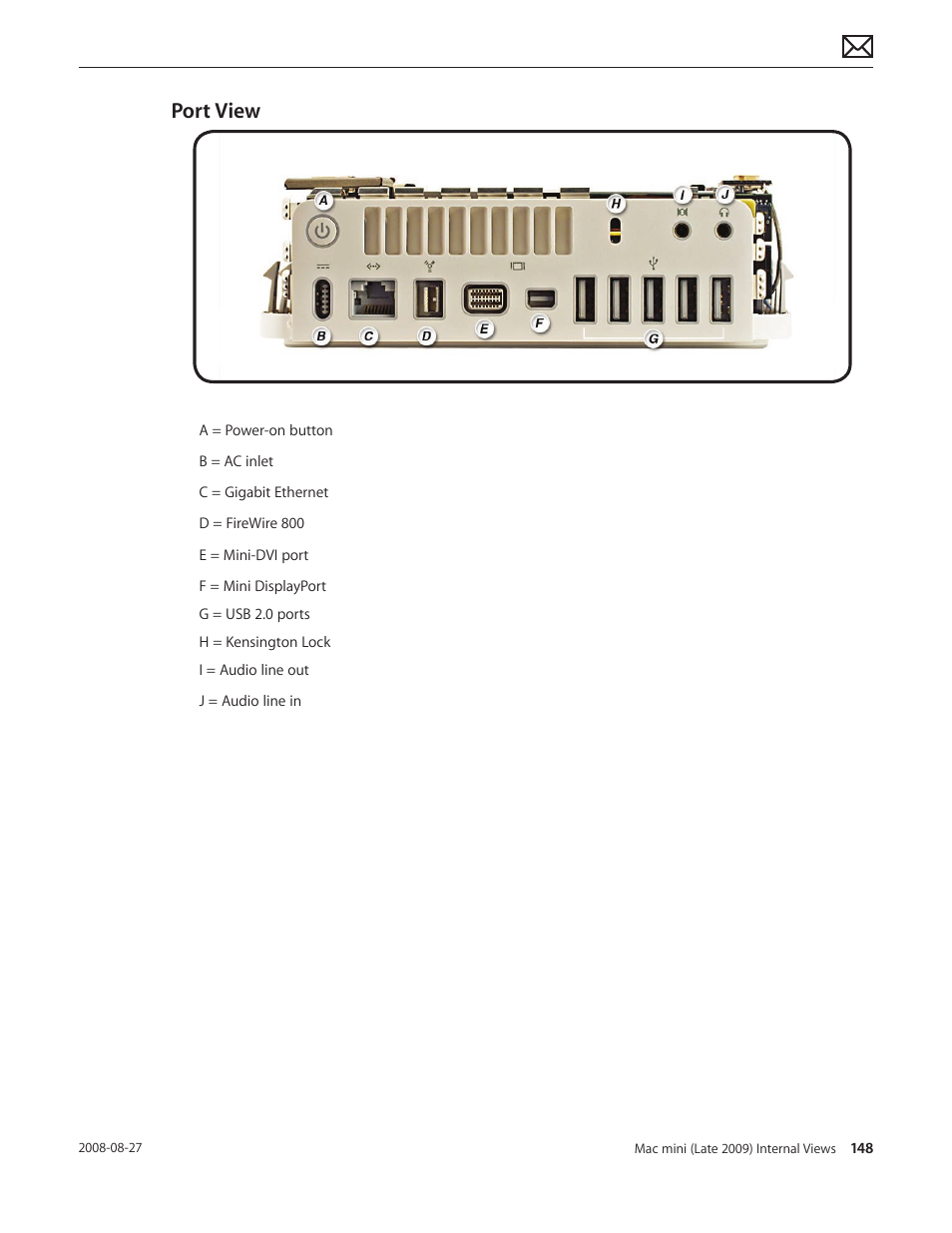 Port view, Port view 148 | Apple Mac mini Late 2009 (Technician Guide) User Manual | Page 148 / 148