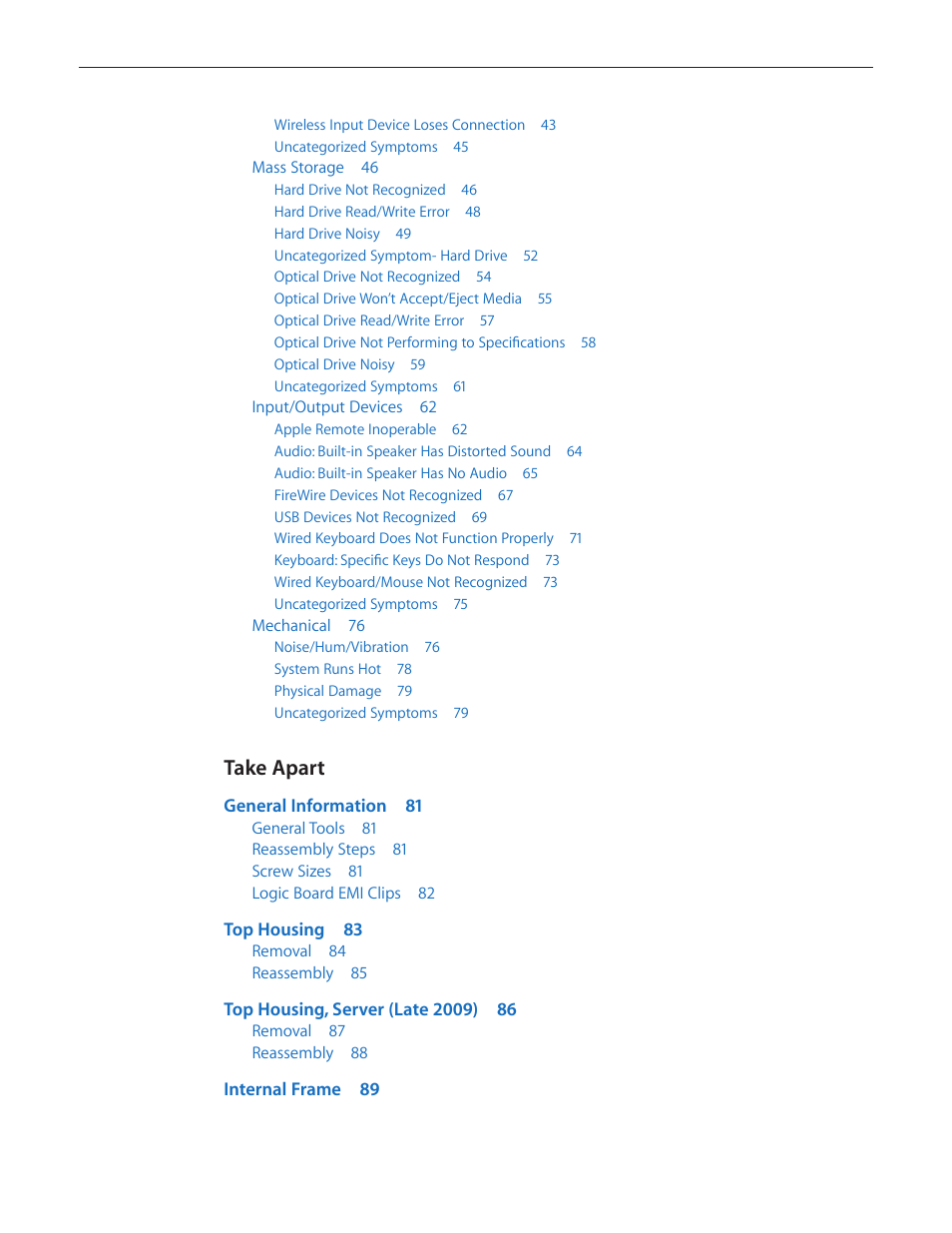 Take apart | Apple Mac mini Late 2009 (Technician Guide) User Manual | Page 4 / 148