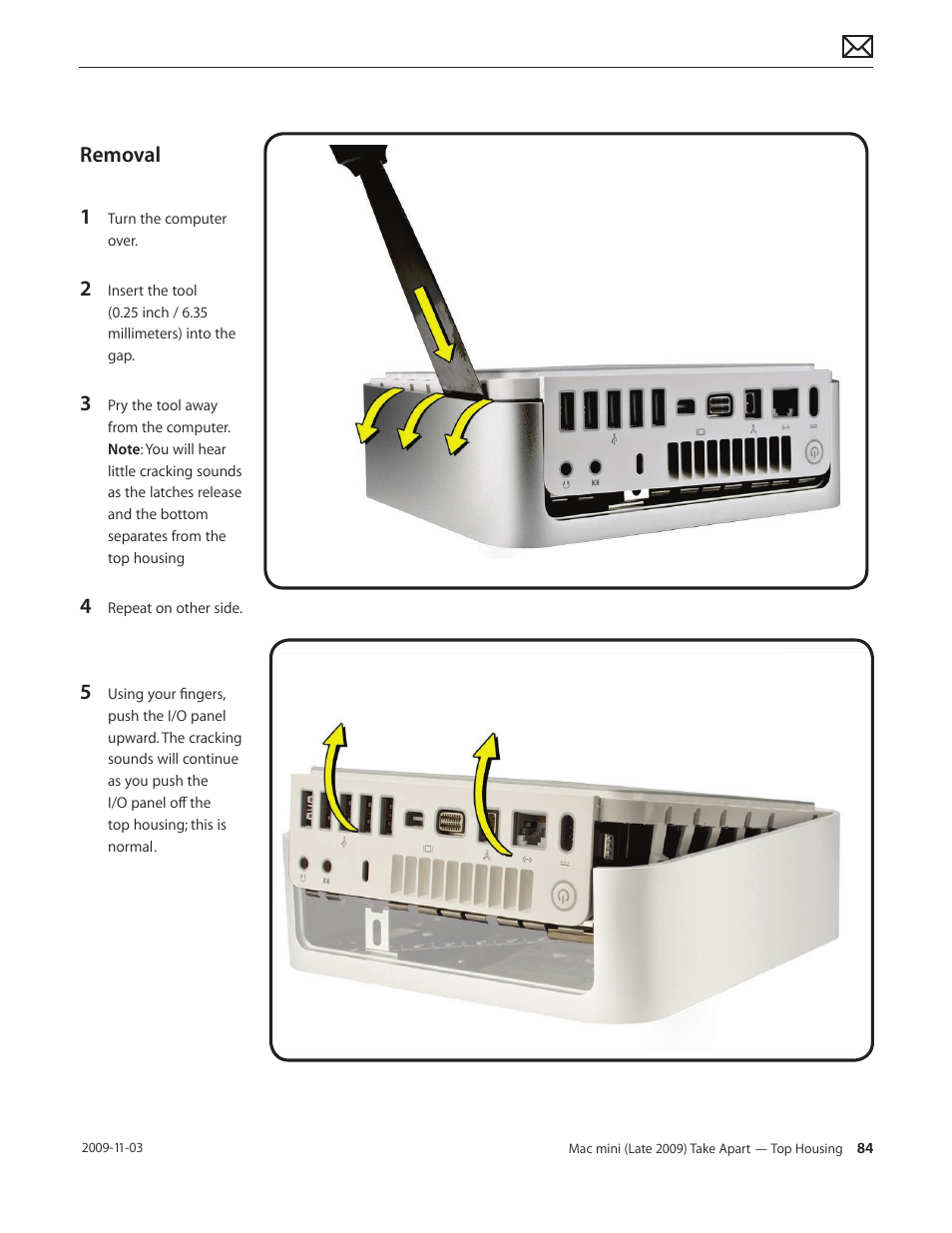 Removal, Removal 84 | Apple Mac mini Late 2009 (Technician Guide) User Manual | Page 84 / 148