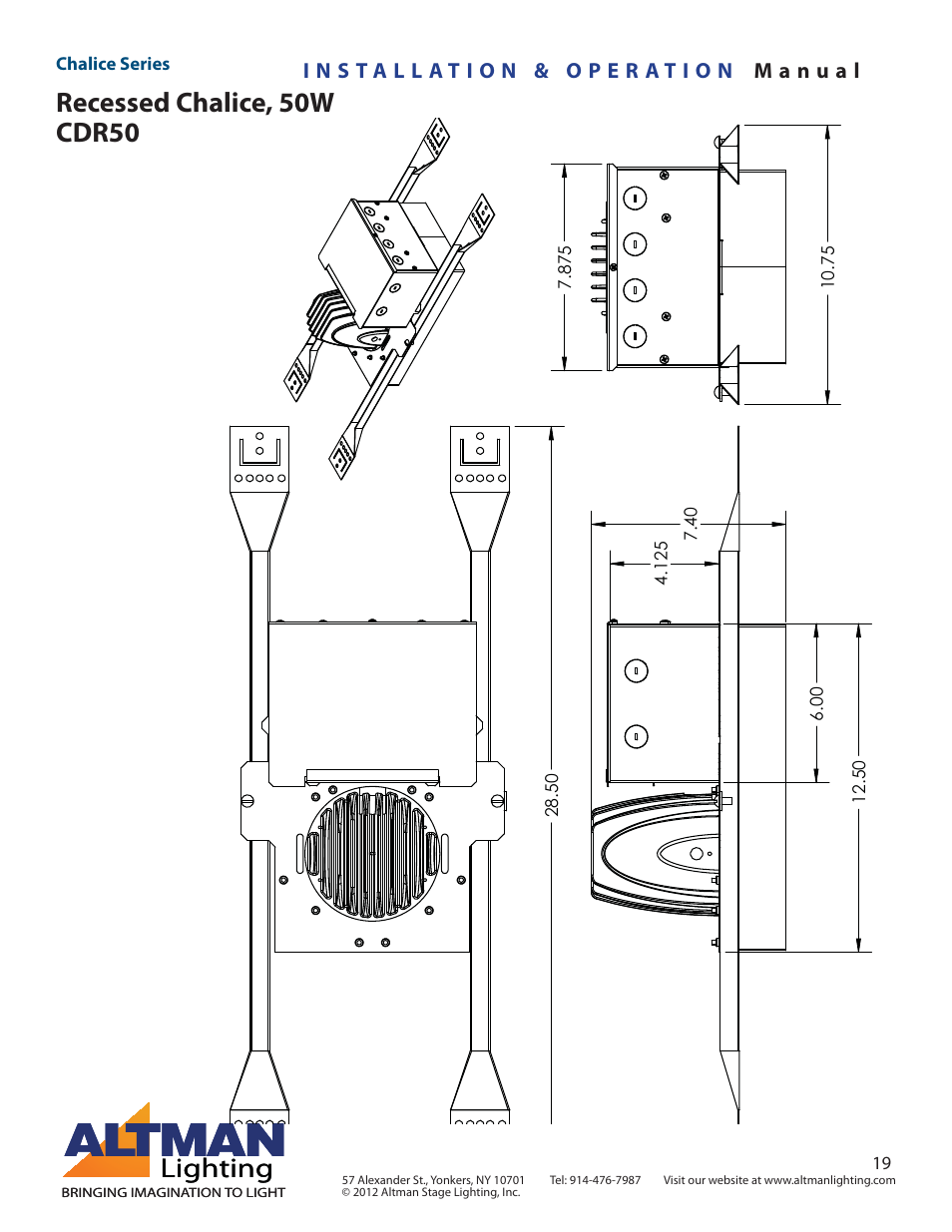 Cdr50 recessed chalice, 50w, Lighting | Altman Lighting Chalice User Manual | Page 26 / 26