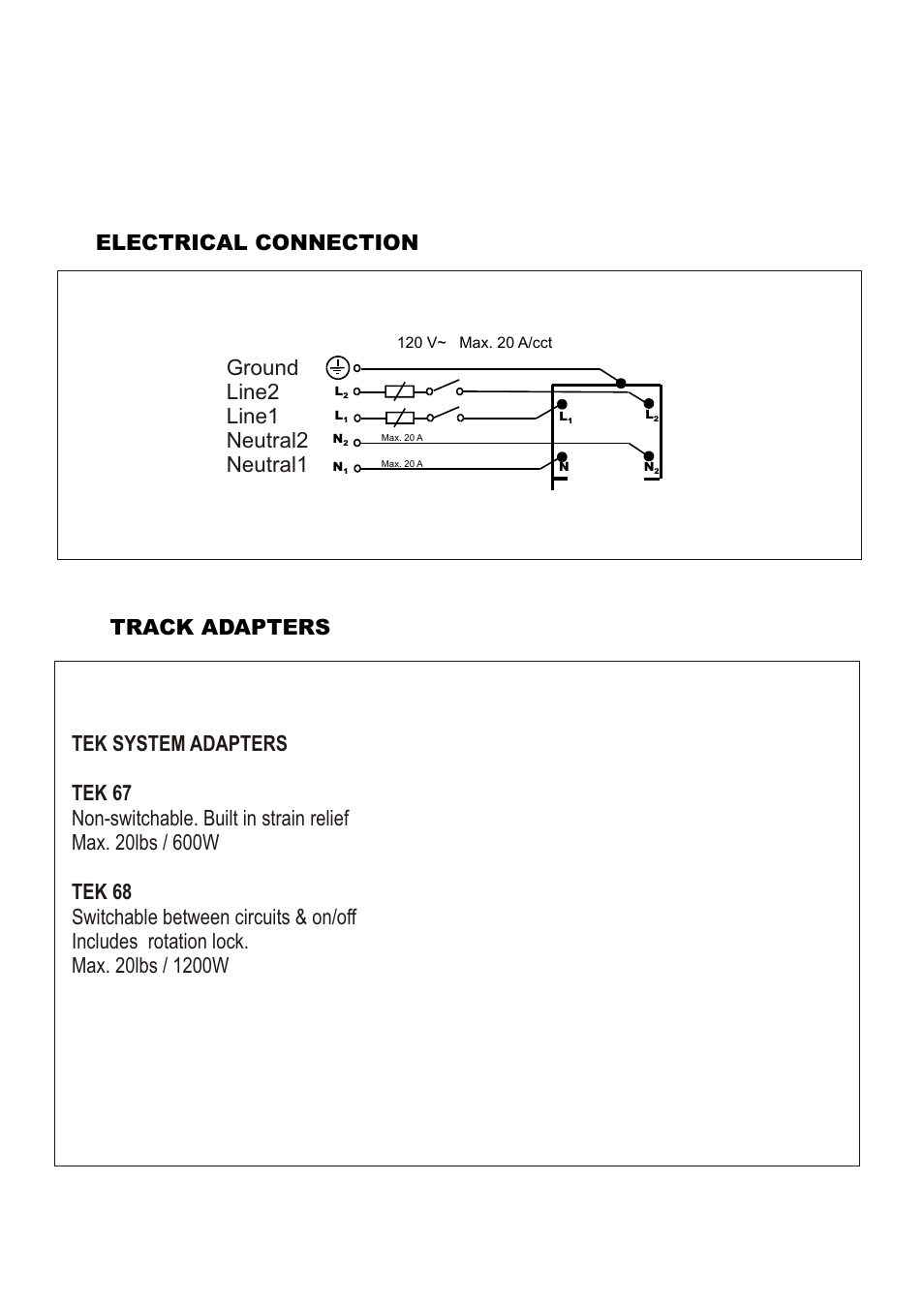 Electrical connection | Altman Lighting Track Lighting: GLOBALtrac tec 2-circuit / 2-neutral track system User Manual | Page 4 / 8