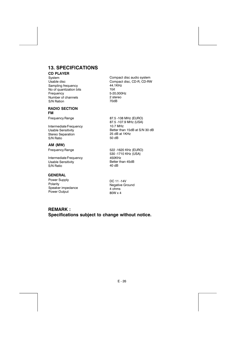 Specifications | Boss Audio Systems BV9150 User Manual | Page 29 / 29