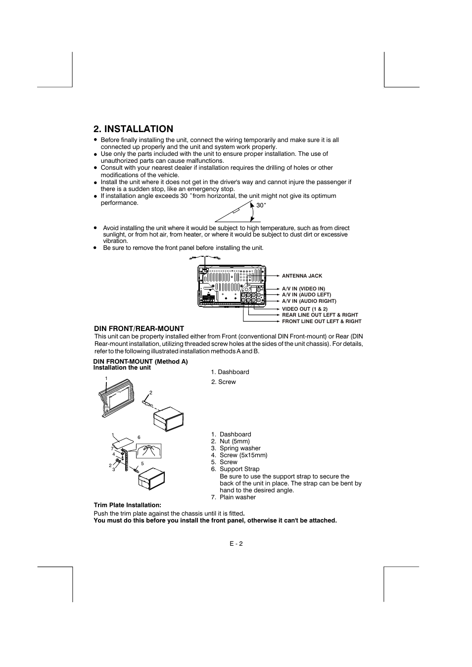 Installation, Din front/rear-mount | Boss Audio Systems BV9150 User Manual | Page 5 / 29