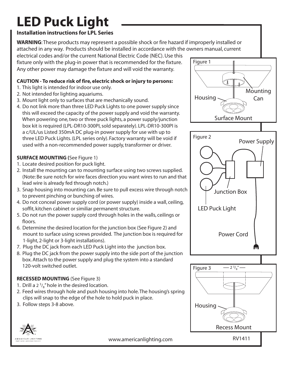 American Lighting LPL Series User Manual | 1 page