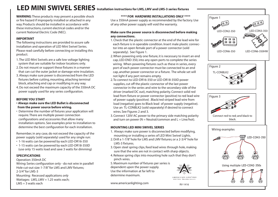 American Lighting LMS-3 Series User Manual | 1 page