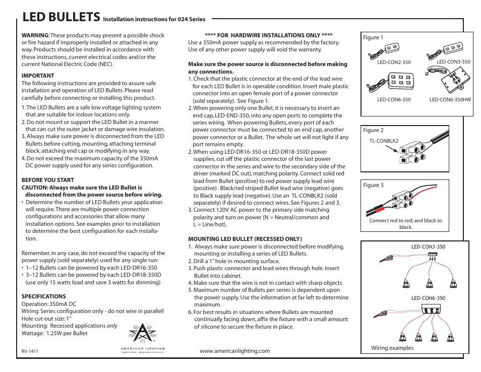 American Lighting 024 Series User Manual | 1 page