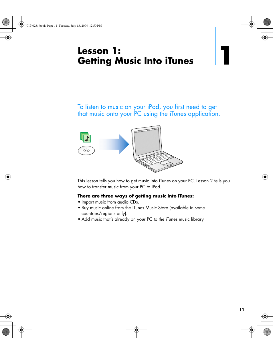 Lesson 1: getting music into itunes | Apple iPod+hp User Manual | Page 11 / 32