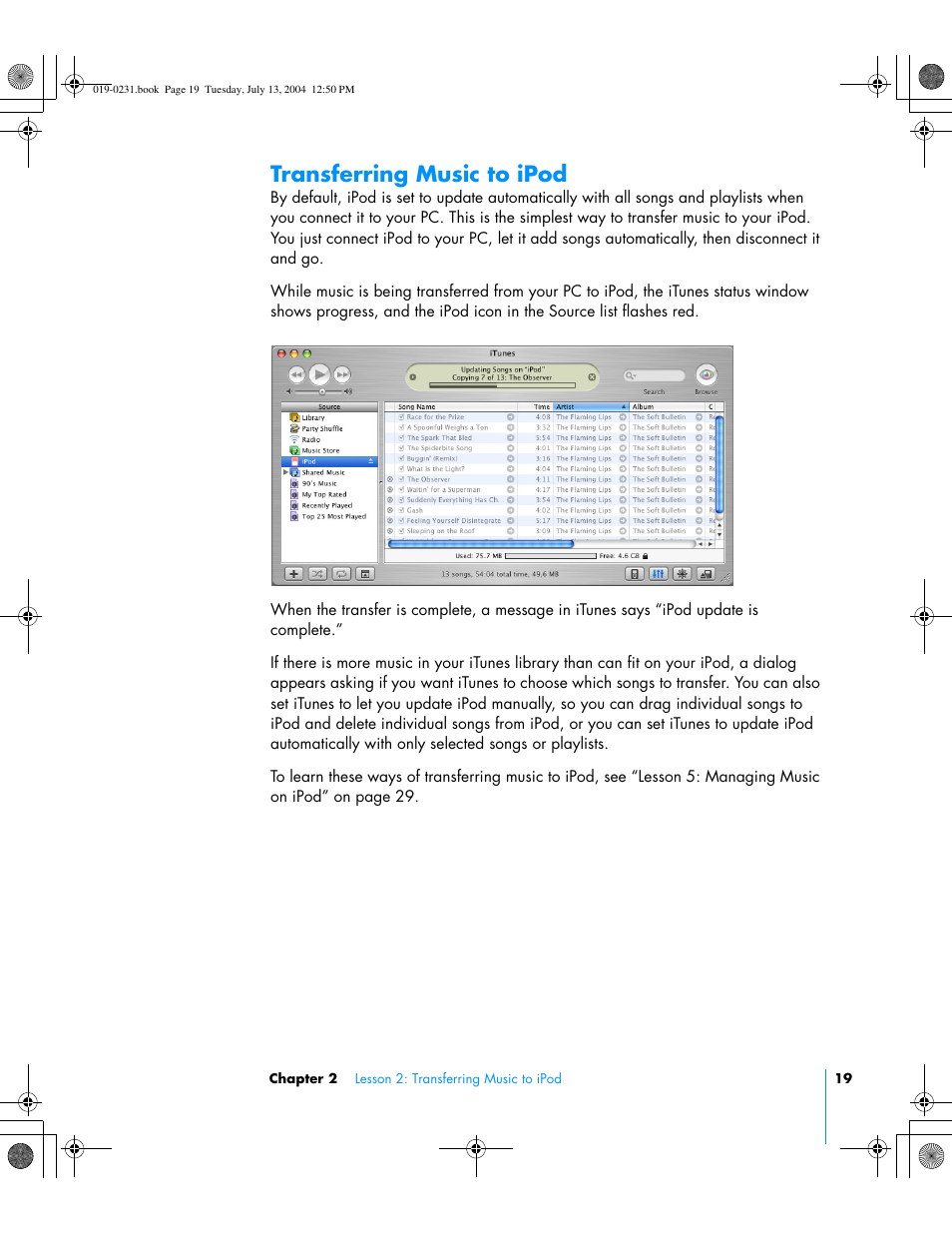 Transferring music to ipod | Apple iPod+hp User Manual | Page 19 / 32